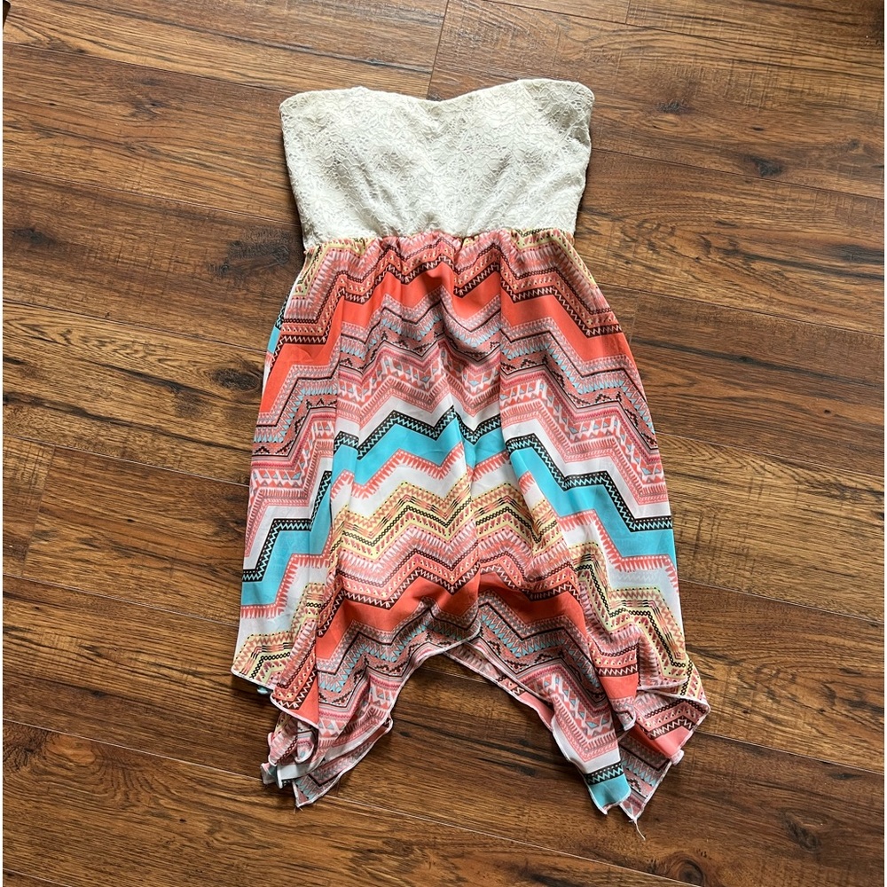 Strapless Lace/Chevron Dress
